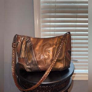 Sharif Black and Gold Leather Bag